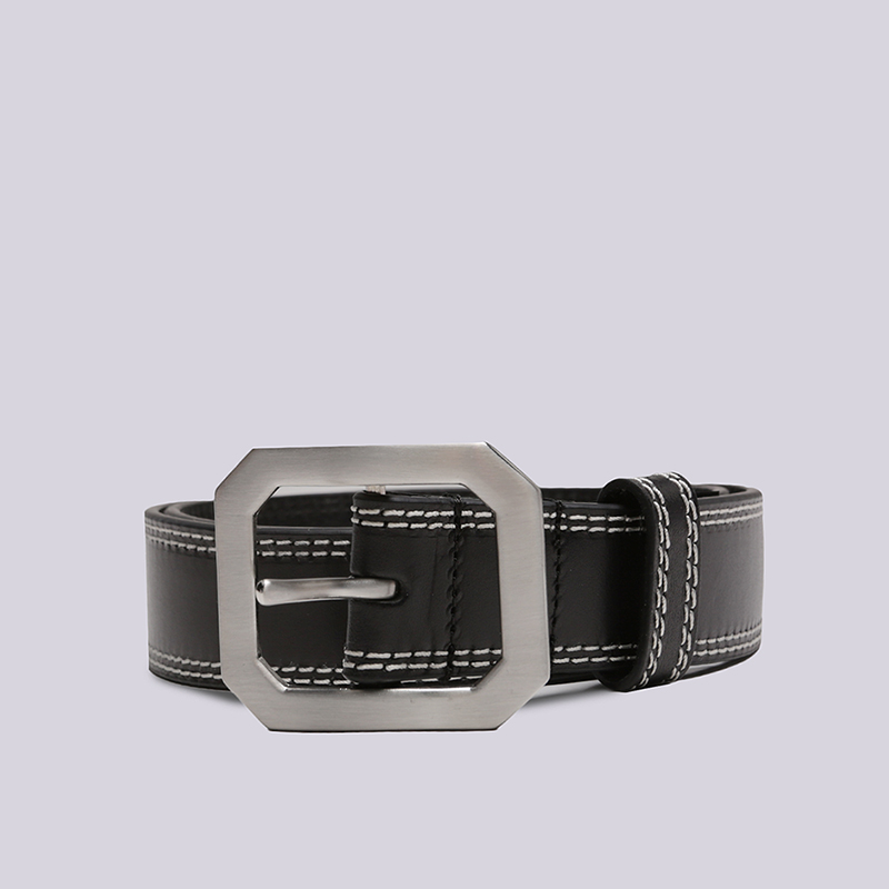  черный ремень Stussy Contrast Stitch Leather Belt 135154-black - цена, описание, фото 1